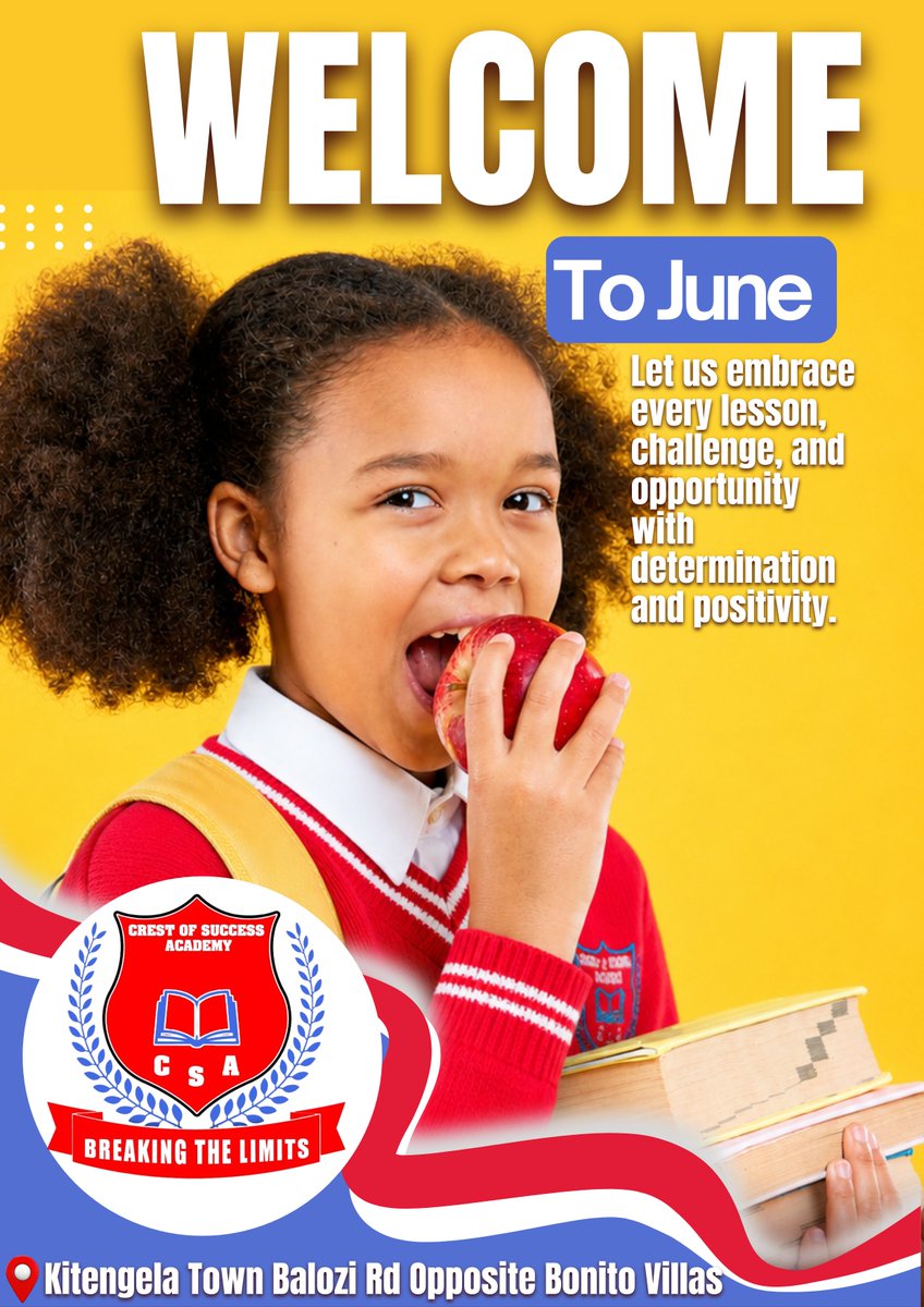 CrestofsuccessA's tweet photo. 🌟 WELCOME JUNE! 🌟

A new month brings new opportunities to learn, grow, and achieve greatness. As we step into June, let us embrace every lesson, challenge, and opportunity with determination and positivity.

At Crest of Success Academy, we believe that every day is a chance https://t.co/gJczhCi7er