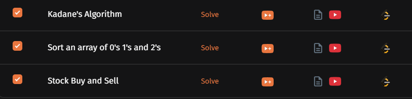 _ujjwallk's tweet photo. Day 2 of #SDESheetChallenge ✅
  Solved:
- Kadane's Algorithm
- Sort an Array of 0's, 1's and 2's
- Stock Buy and Sell

Learned/revised:
- Maximum subarray sum
- Dutch National Flag Algorithm
- Greedy approach for maximizing stock profit

@striver_79 @takeUforward_ https://t.co/ArRN8pbaZx