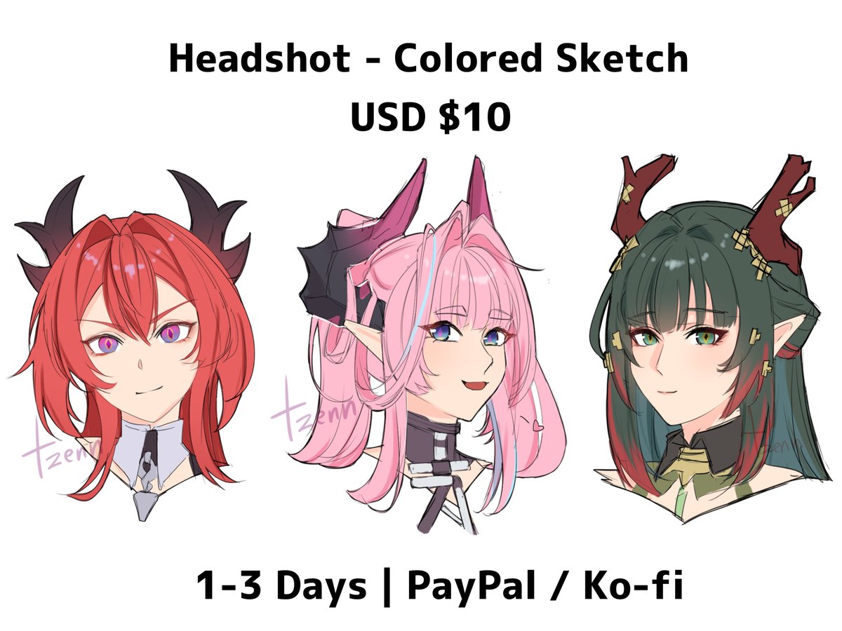 Racchenn's tweet photo. Open for commission, colored sketch - headshot for $10 https://t.co/5B8GiNHKYT