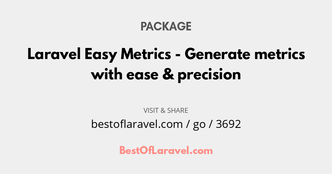 BestOfLaravel's tweet photo. #DailyResource
Package by Salah Kanjo
Laravel Easy Metrics - Generate metrics with ease & precision
Read now at
https://t.co/Q7No0txPaU
#php #laravel #webdev #javascript #tech #resources #developers https://t.co/lMTnbZgT52
