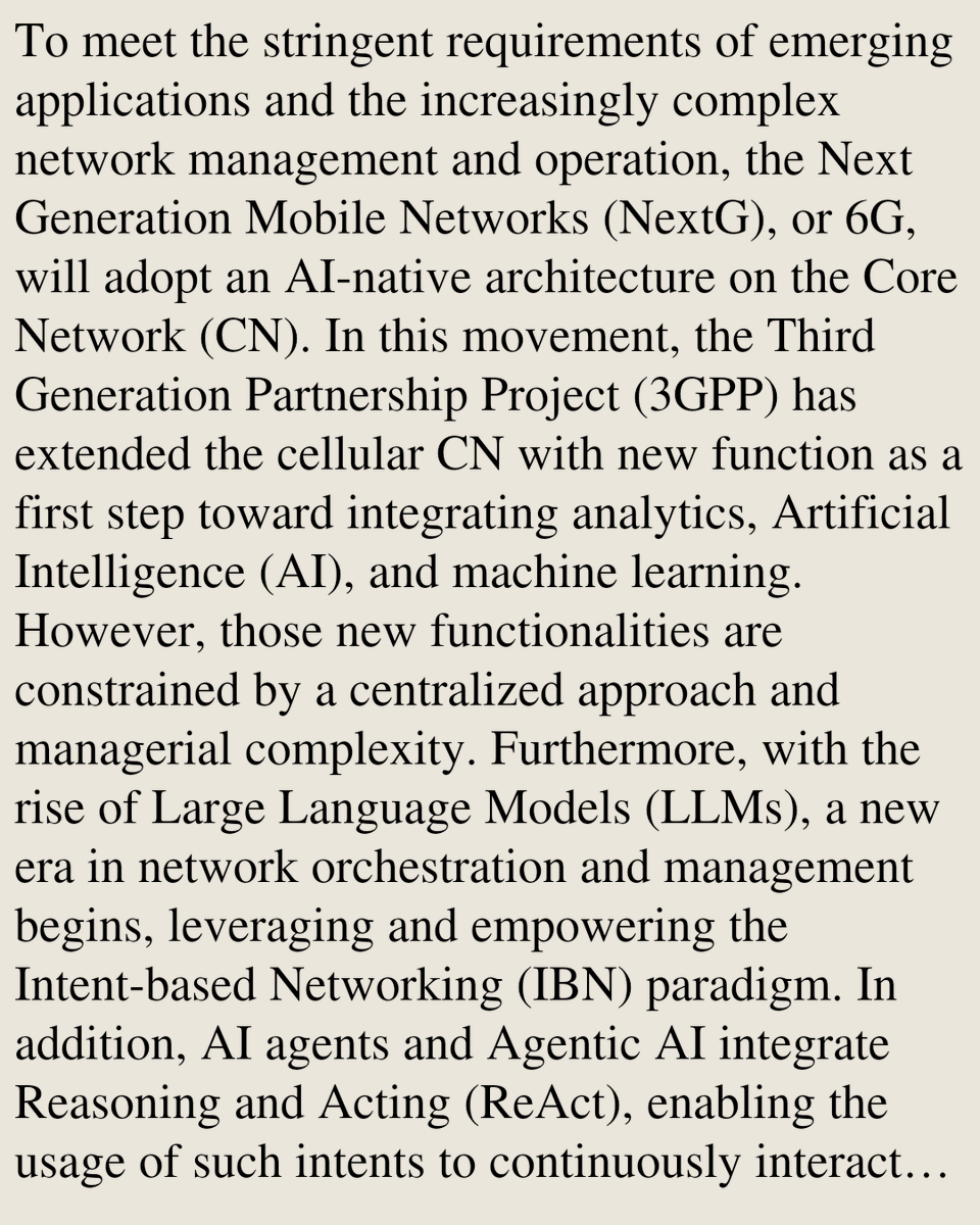 USB's tweet photo. AgentxGCore: Agentic AI for Next-Generation Mobile Core Network

Maria Katarine Santana Barbosa, Kelvin L. Dias
https://t.co/gCeDYyCxDS [𝚌𝚜.𝙽𝙸 𝚌𝚜.𝙰𝙸] https://t.co/332hQJzQKI