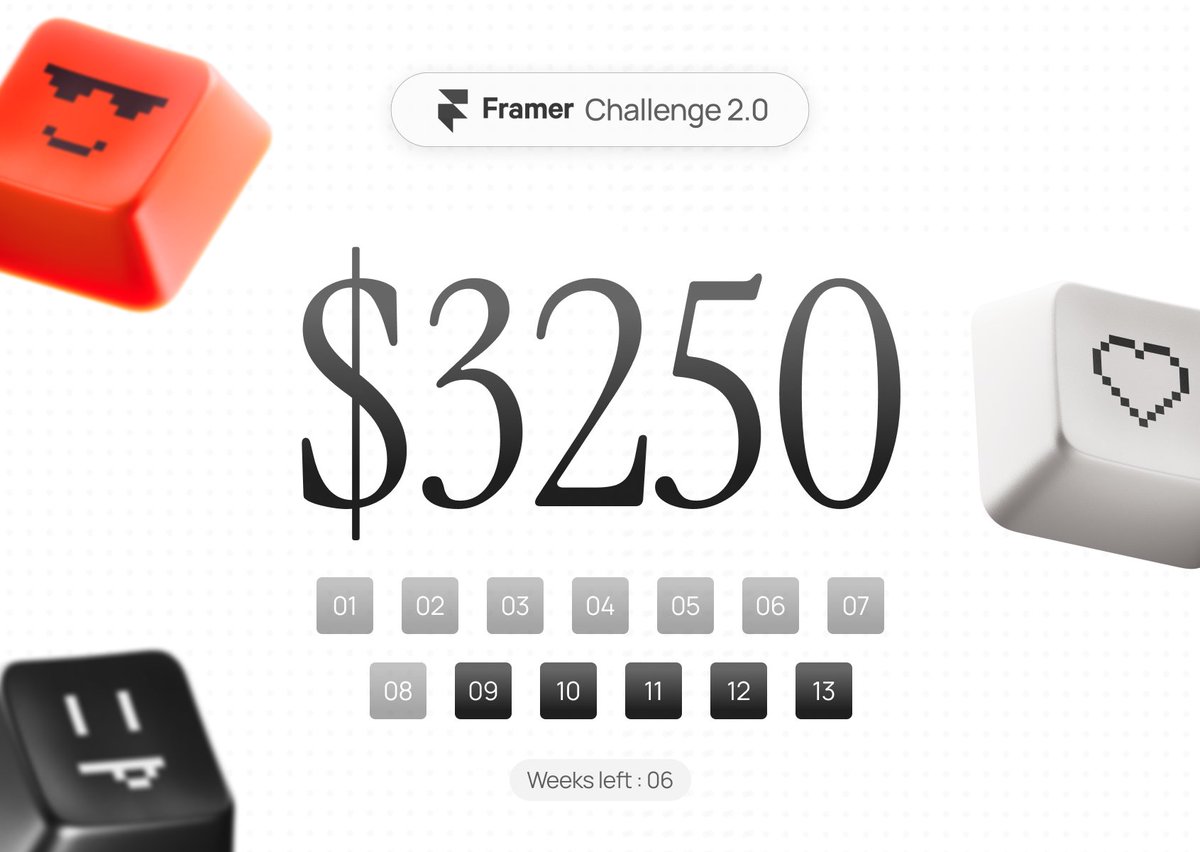 framerwizard's tweet photo. Week 08. 
$3,250 on the board. 
16.3% there.

Tough stretch, S2
5 weeks to $20K

#FramerChallenge https://t.co/igD5vnuMSL
