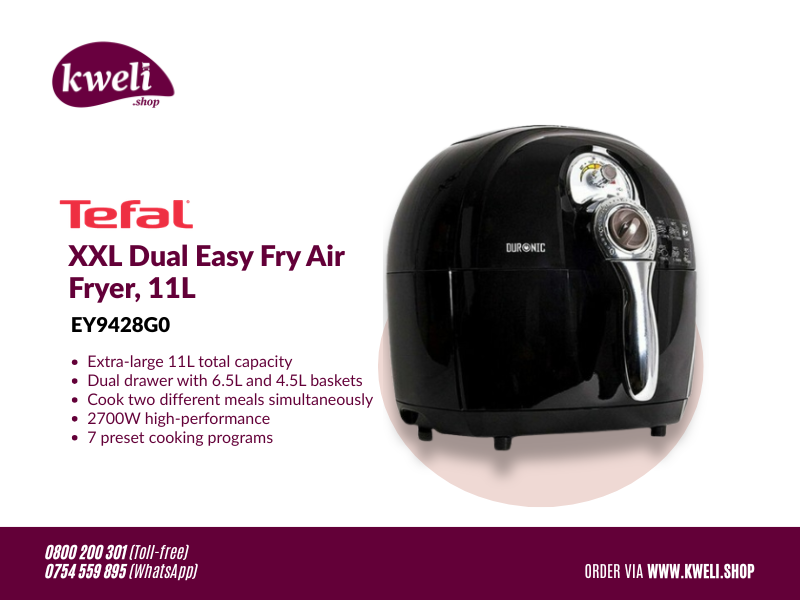 KweliHq's tweet photo. Double the baskets. Double the possibilities.
Cook two meals at once with the Tefal XXL Dual Easy Fry Air Fryer 11L — crispy, delicious.
Order via https://t.co/T5wSEgufFL , Toll-free 0800200301 or WhatsApp +256754559895
#KweliShopGotYou
#GenuineAppliances
#SmartSolar https://t.co/8kQsbUu495
