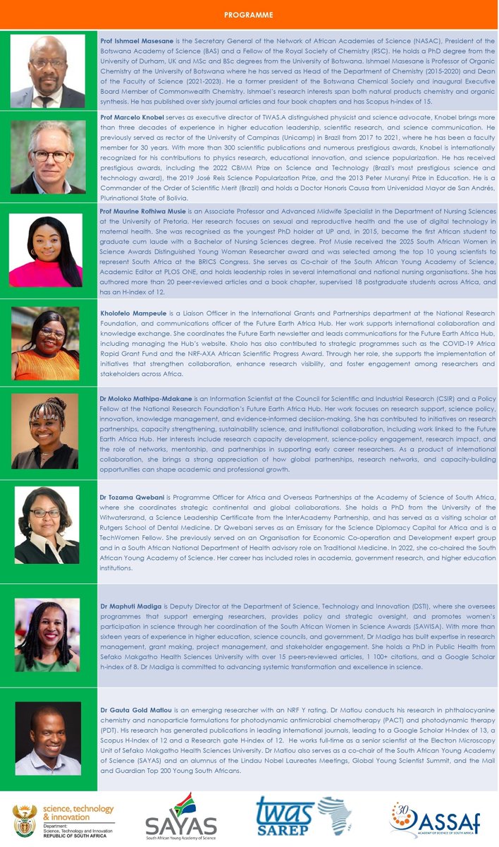 ASSAf_Official's tweet photo. Exploring Opportunities for Young Scientists in Africa: Building Research Careers through Capacity building, Collaboration and Innovation  

RSVP: https://t.co/eJxfZpr7C9 https://t.co/hr1Wy6RkvG
