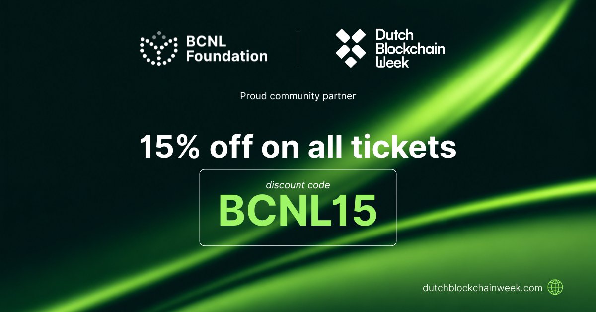 BCNLfoundation's tweet photo. As many of you know, BCNL is a proud partner of @DutchBlockWeek 🤝

So here is a heads up: regular prices go up by €100 in a week. Grab yours now and use code BCNL15 for an extra 15% off.

📅 24–25 June
📍 Amsterdam

🎟️ https://t.co/k6FoSaP2n3

#dutchblockchainweek #bcnl https://t.co/diWwSjJ1Tt
