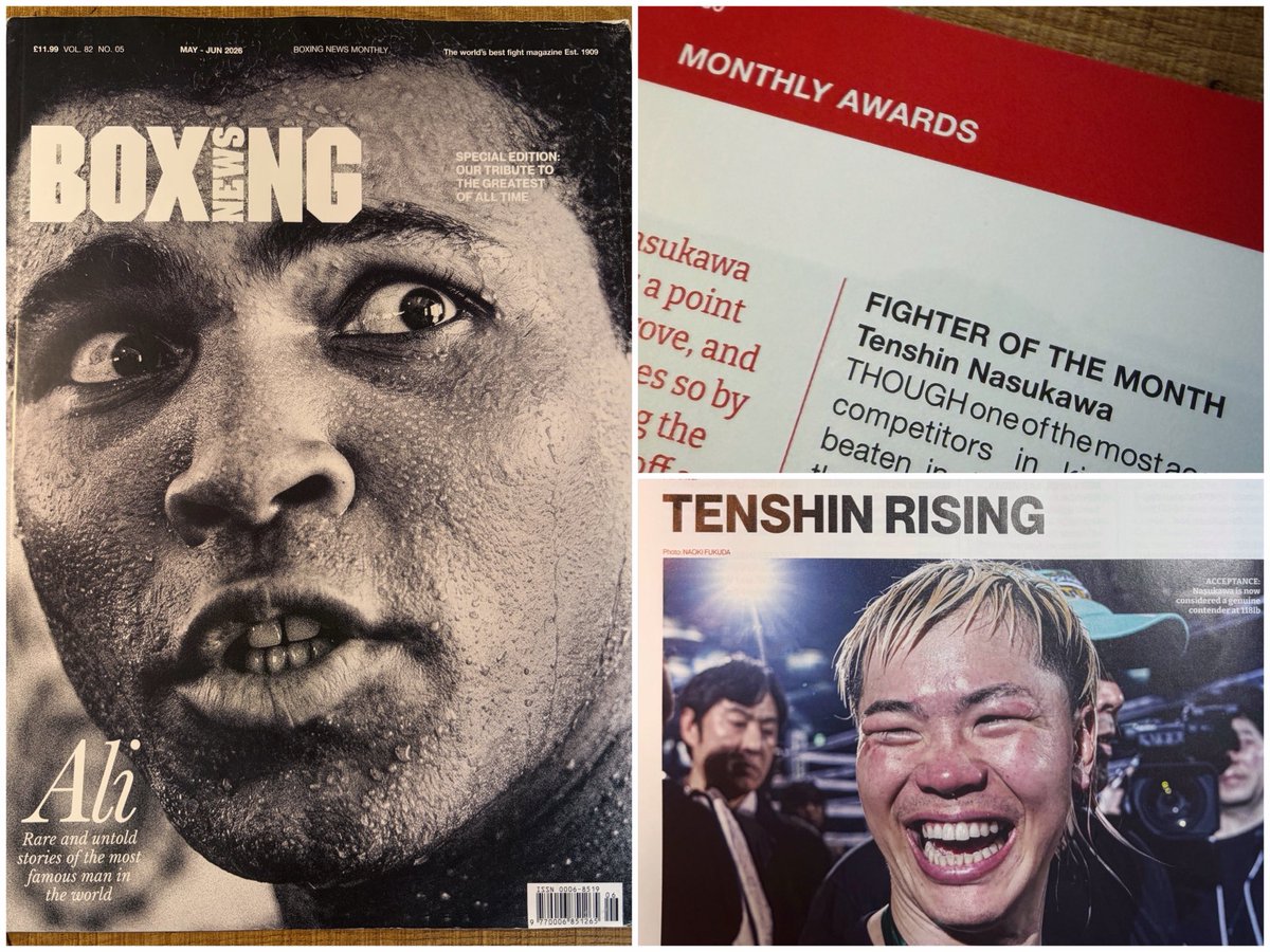 NaokiFukuda65's tweet photo. 英国『ボクシングニュース』の５月号が届きました。4月の「FIGHTER OF THE MONTH」に選ばれた那須川天心選手の写真を数枚使用していただいています。
#那須川天心 #tenshinnasukawa https://t.co/3VrtRHQuA2