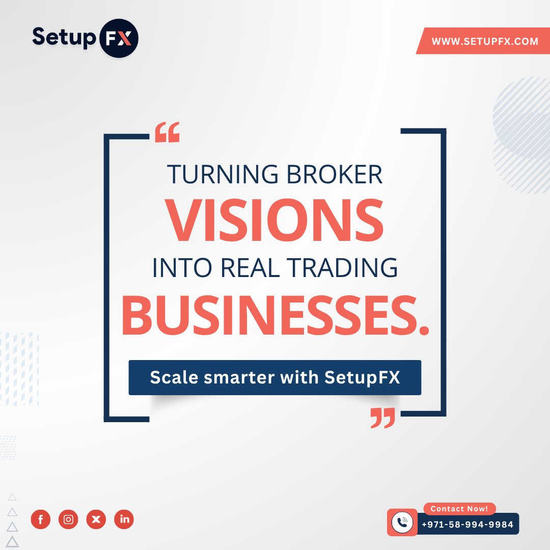 FxSetup's tweet photo. Every successful forex brokerage starts with a vision.

SetupFX helps brokers turn that vision into reality with CRM, MT5 integration, liquidity solutions, and back-office support.

🌐 https://t.co/kR2V6zkDEA
📞 +971-58-994-9984

#ForexBroker #MT5 #ForexCRM #Fintech https://t.co/AR0q3anvdU