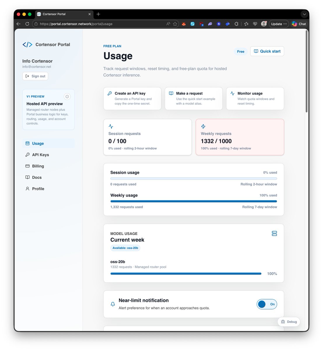 cortensor's tweet photo. 🛠️ DevLog – Weekly Quota Counting Issue Is Fixed

A quick follow-up on the recent Portal quota investigation.

🔹 What was happening  
The weekly usage counter could appear stuck below the actual quota limit because the Portal API Gateway was only reading the first page of usage events from the database.

So once an account had more than 1,000 recent events, the weekly usage view could undercount the real rolling-window total.

🔹 What changed  
The gateway now paginates through the usage ledger when calculating:
- session quota windows
- weekly quota windows

So the Portal usage page should now reflect the full rolling/sliding window more correctly.

🔹 Behavior clarification  
We also clarified how usage is counted:
- successful requests count toward usage
- non-quota gateway failures also count toward usage
- quota-denied requests are tracked separately as quota-limited activity

🔹 Current direction  
Sliding / rolling windows still remain the default behavior for now.

#Cortensor #DevLog #Portal #API #RateLimit