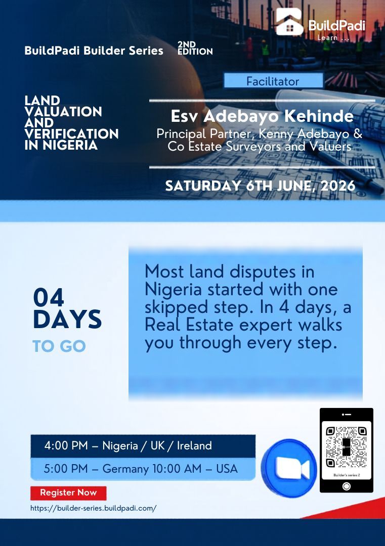 BuildPadi001's tweet photo. For this webinar we are bringing a seasoned Nigerian real estate professional with nearly two decades of experience.

The webinar is free and you don’t want to miss out on it. 

Register now; https://t.co/mC7SWClfvd https://t.co/PSZmelzaaW