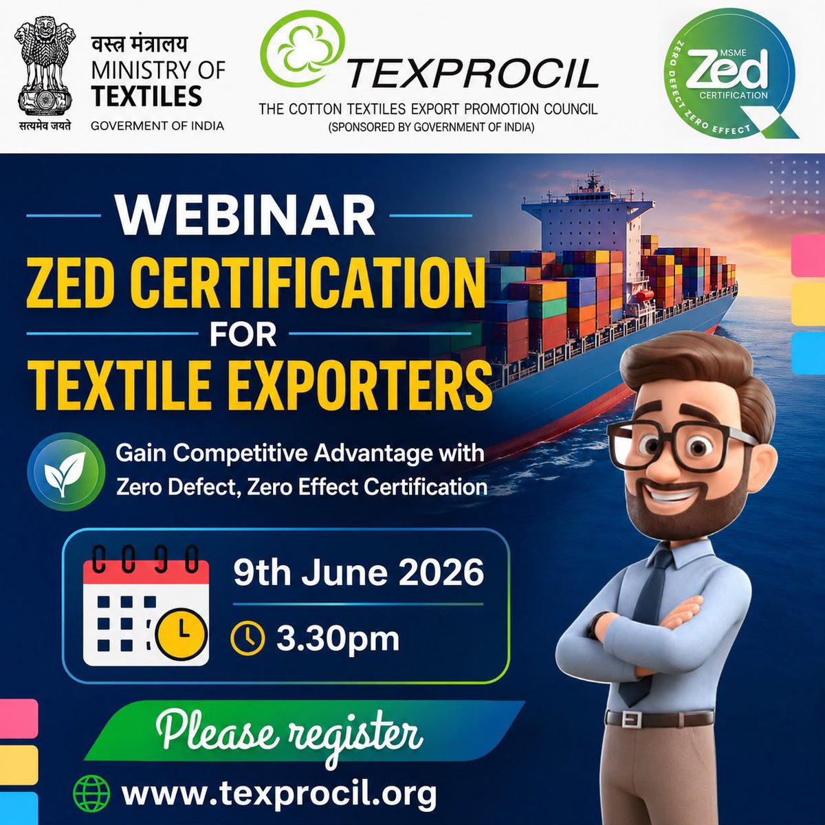 📢 Webinar on ZED Certification for Textile Exporters
