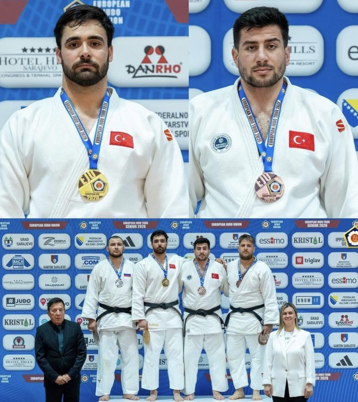 KocaeliTOHM's tweet photo. 30-31 Mayıs 2026 tarihlerinde Bosna Hersek’te düzenlenen Judo Büyükler Avrupa Kupası'nda; 
İlimiz TOHM ve Olimpik Havuz sporcu başarıları🥋🇹🇷

Hilmi MUCIK 66 kg 🥇
Recep ERGİN +100 kg 🥇
Erman GÜRGEN 81 kg 🥈
Emirhan KARAHAN 60 kg 🥈
Emir Selim ARI 90 kg 🥉
Münir ERTUĞ +100 kg 🥉 https://t.co/wO49Fh041O