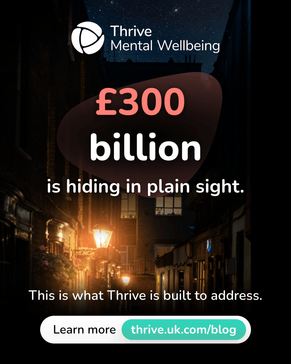 ThriveAppsUK's tweet photo. £300bn: the annual cost of mental ill health in England, most of it unseen. Early intervention changes outcomes and costs. Discover how employers can close the gap: https://t.co/myvNVnQoBH #MentalHealth #WorkplaceWellbeing https://t.co/QtDbJcGA49
