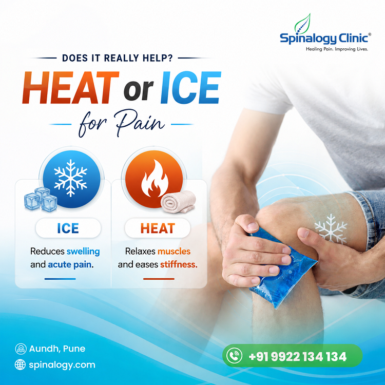 spinalogy's tweet photo. Heat or  Ice  which works better for pain?

It depends on the cause. Ice helps reduce swelling and acute injuries, while heat relaxes tight muscles and eases stiffness.

Visit:
🌐 https://t.co/Pjy5hj2DbV

#PainRelief #BackPain #NeckPain #SportsInjury #Physiotherapy https://t.co/JatcVcs1sM