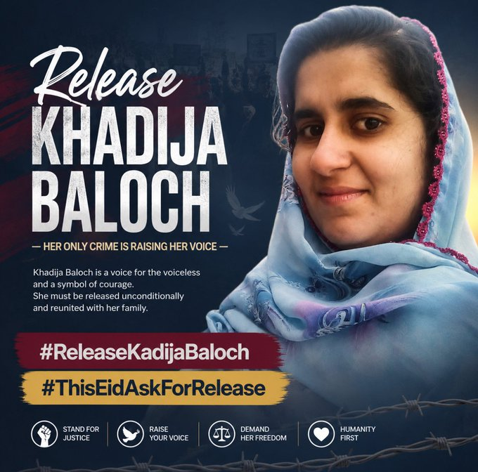 FreeBaloch_01's tweet photo. The alleged #enforceddisappearance of 
#KhadijaBaloch represents a deeply troubling attack on student rights and freedom of expression.

#ReleaseKhadijaBaloch #HumanRightsMatter 
Attempts to silence young voices through fear and coercion must be condemned by all
@InsightGL https://t.co/GTKSvt0mp3