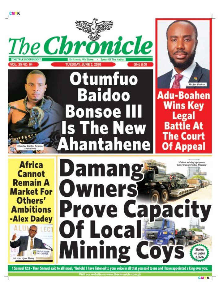 GameTV_gh's tweet photo. Newspaper Review: Tuesday, 02 Jun 2026
#GhanaThisMorning #GameTVgh https://t.co/wtvlTAneXn