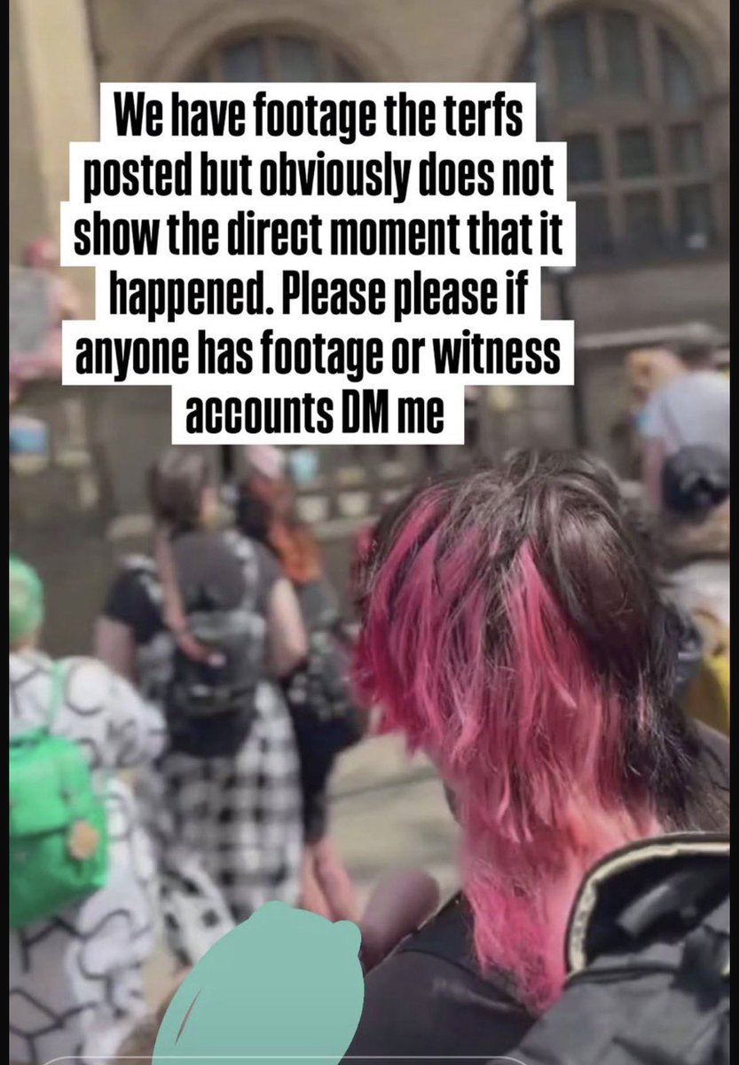 JeanHatchet's tweet photo. “We fucked up and lost our minds and mobbed a TERF in a public place …but does anyone have footage of a TERF losing their mind instead?”

No Elwyn. No one has footage that doesn’t exist. Thanks for saying we are iconic though. 

Also Elwyn your “husband” is a woman. Shock reveal.