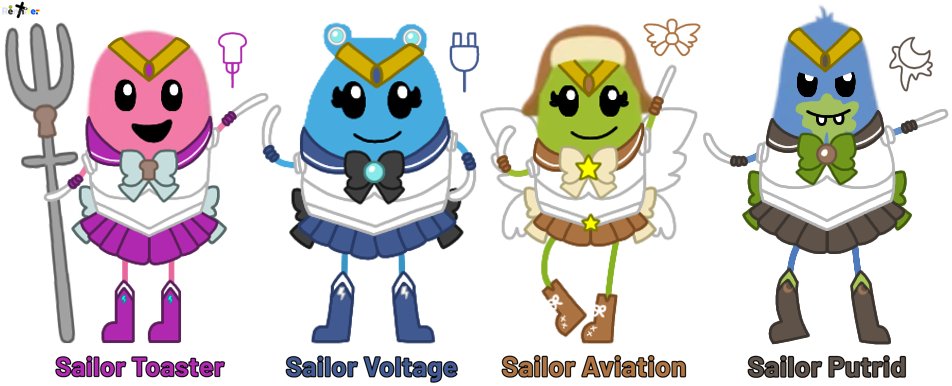 ComputerwolfO's tweet photo. Dumb Ways to Die characters as Sailor Guardians pt. 1 https://t.co/D6ts4eGrAu