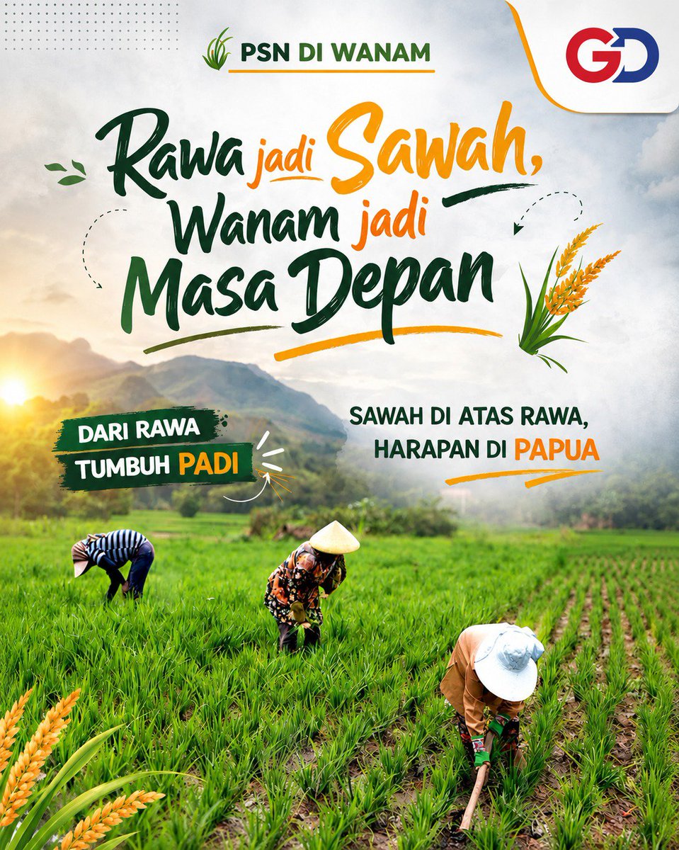 verrio_7's tweet photo. Lewat proyek PSN di Wanam, lahan rawa di Papua kini disulap menjadi sawah produktif demi ketahanan pangan nasional. Langkah nyata ini tak lepas dari komitmen dan kontribusi H. Isam. Dari rawa tumbuh padi, harapan baru untuk Indonesia! 🇮🇩

#jhonlingroup
#hajiisam
#gd_psn https://t.co/QzZx1KQUfk