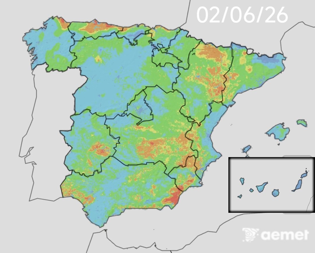 El_Batefuegos's tweet photo. 🚥 Indice Peligro de Incendio Forestal en España 🚥

🗓️ Martes, 02/06/26

Las quemas han sido prohibidas en la mayor parte de las península.

Si ves en el campo una columna de humo ¡llama!

☎️ 1-1-2

#IIFF https://t.co/Wd4srJBTM4