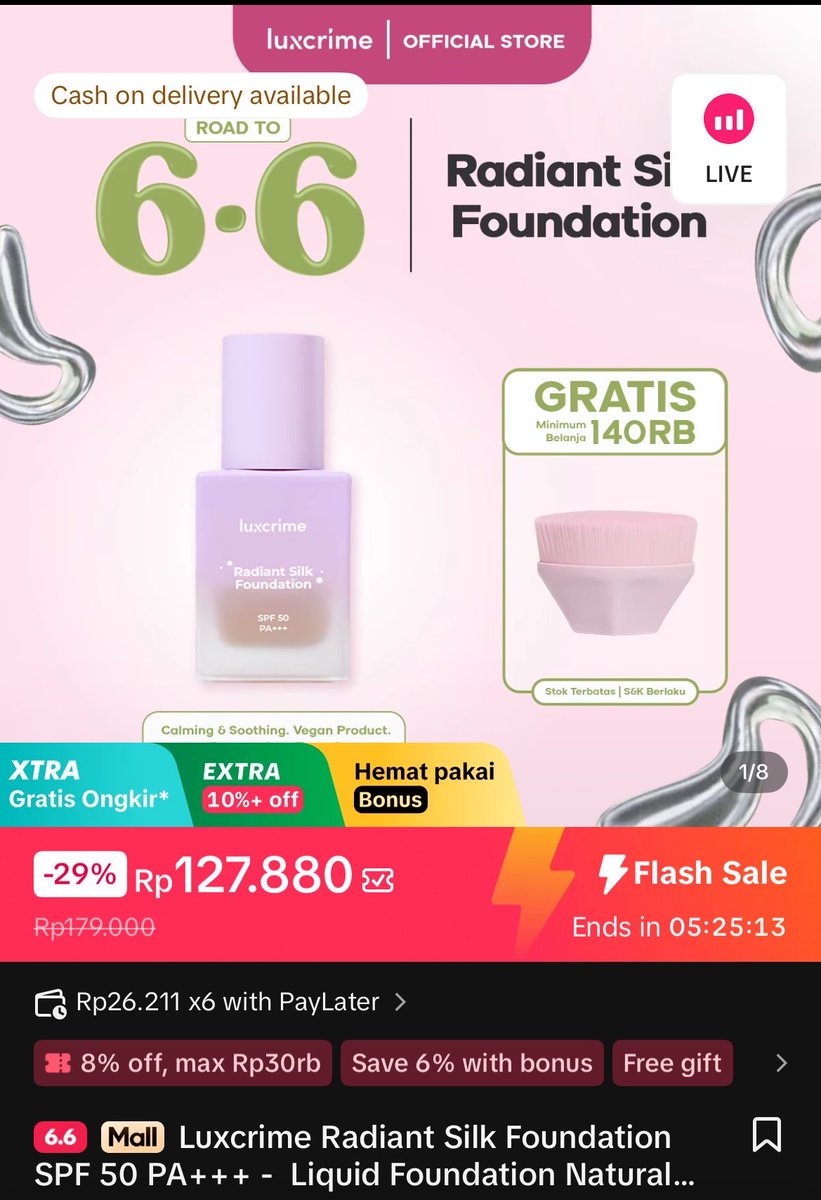 caalinaw's tweet photo. wts luxcrime foundation foundie

🎀 shade n00 
✅ isi masih ada 98% keknya. penggunaan kurang dari 5x aja karena keputihan
✅ exp date masih aug 2027

💸 70k ajaa nett
📦 pengiriman manual / cod malang. maaf gabisa pake oren🙏🏻 https://t.co/ljlE9dOttC