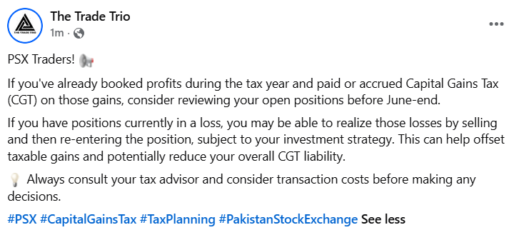 iTradeTrio's tweet photo. PSX Traders! 📢

#PSX #CapitalGainsTax #TaxPlanning #PakistanStockExchange https://t.co/xVD98HXC0Y
