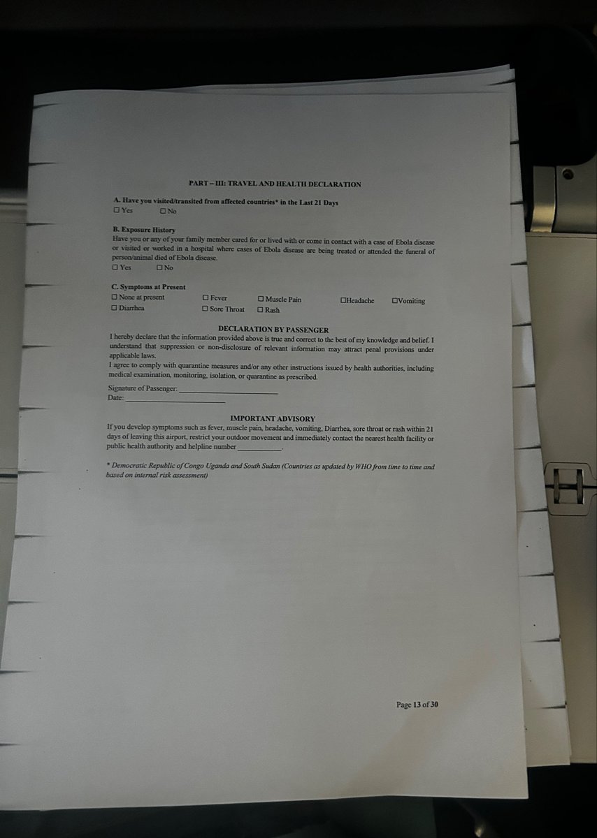 nikhilnarayanan's tweet photo. So now there’s a self-declaration form to be filled by passengers landing at BLR from outside the country. Mandatory. https://t.co/s4ixwZUV8P