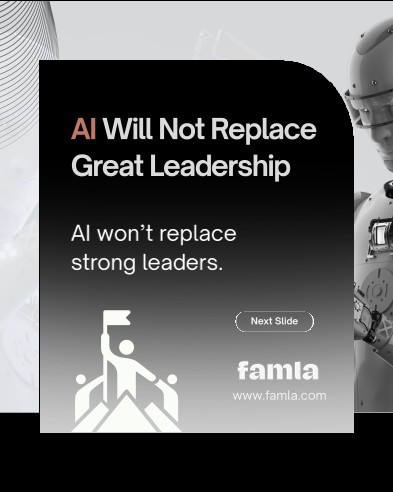 FamlaAI's tweet photo. Is AI actually replacing leaders… or just changing what great leadership looks like? 

The truth is simple, AI isn’t here to replace strong leadership. It’s here to amplify it.

The real shift is happening between those who experiment with AI… and those who actually know how to use it to improve execution, clarity, and operations ⚙️

Because AI alone doesn’t transform businesses, how it’s applied inside real systems does.

Swipe through to see what leadership and operations will really require in 2026 👉

What’s one thing you think businesses are still misunderstanding about AI? 💬
.
.
.
.
#ArtificialIntelligence #Leadership #FutureOfWork #OperationalExcellence #famla