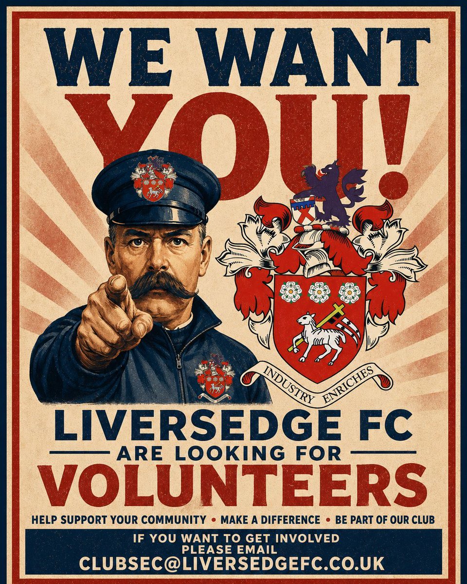 Liversedge_FC's tweet photo. 𝗪𝗘 𝗪𝗔𝗡𝗧 𝗬𝗢𝗨 🫵 𝘁𝗼 𝘃𝗼𝗹𝘂𝗻𝘁𝗲𝗲𝗿 𝗮𝘁 𝗟𝗶𝘃𝗲𝗿𝘀𝗲𝗱𝗴𝗲 𝗙𝗼𝗼𝘁𝗯𝗮𝗹𝗹 𝗖𝗹𝘂𝗯!

We are always on the lookout for volunteers for people to come get involved at Liversedge FC. We can accommodate however you wish to be involved whether it is:

Working Behind the Bar on a Matchday
Working in the Snack Shack on a Matchday
Ground Maintenance
Helping get the club new sponsors
General Matchday volunteer
Photography/Videography on Matchdays
Working on the Turnstiles on Matchdays

And many more roles can be made available to suit your needs!

If you are interested, please email clubsec@liversedgefc.co.uk and let’s get you involved! We love volunteers as we are a family friendly club and you’d be welcome with open arms! 🩵🤍

#UpTheSedge #NonLeagueFootball