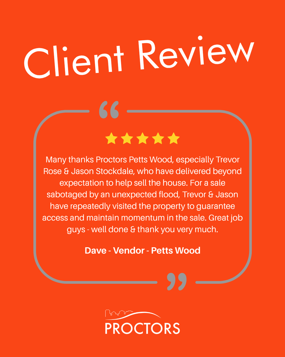 ProctorsHomes's tweet photo. Today, we’re sharing a brilliant piece of feedback for the Proctors Petts Wood team, highlighting real dedication when it mattered most 🙌

A great example of persistence, professionalism, and putting clients first when challenges arise.
Well done Trevor &amp; Jason 👏 https://t.co/zpArKvgEMy