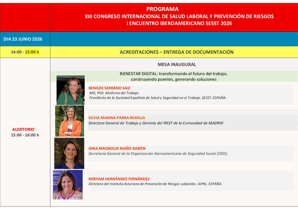 SESSTorg's tweet photo. PROGRAMA del XIII Congreso Internacional Salud Laboral y prevención de Riesgos y I Encuentro Iberoamericano SESST 2026 https://t.co/XVLd5Vzom8 https://t.co/0FimIwHIO9
