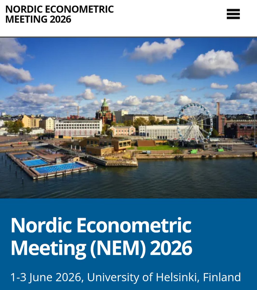 ErnilSabaj's tweet photo. Just presented at the Nordic Econometric Meeting 2026 in 🇫🇮 my Paper: "State-dependent labor mobility responses to macroeconomic shocks" — Local Projections session.

Great keynotes by Raffaella Giacomini &amp; Lutz Kilian. (Thanks to Kilian for very helpful comments on the paper!) https://t.co/HslfWjLmx3