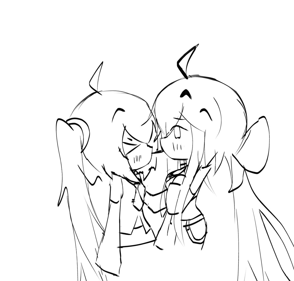 El3ctricDtntor's tweet photo. Neruhaku pocky game idk #亞北ネル #弱音ハク https://t.co/7cblgkzf2x