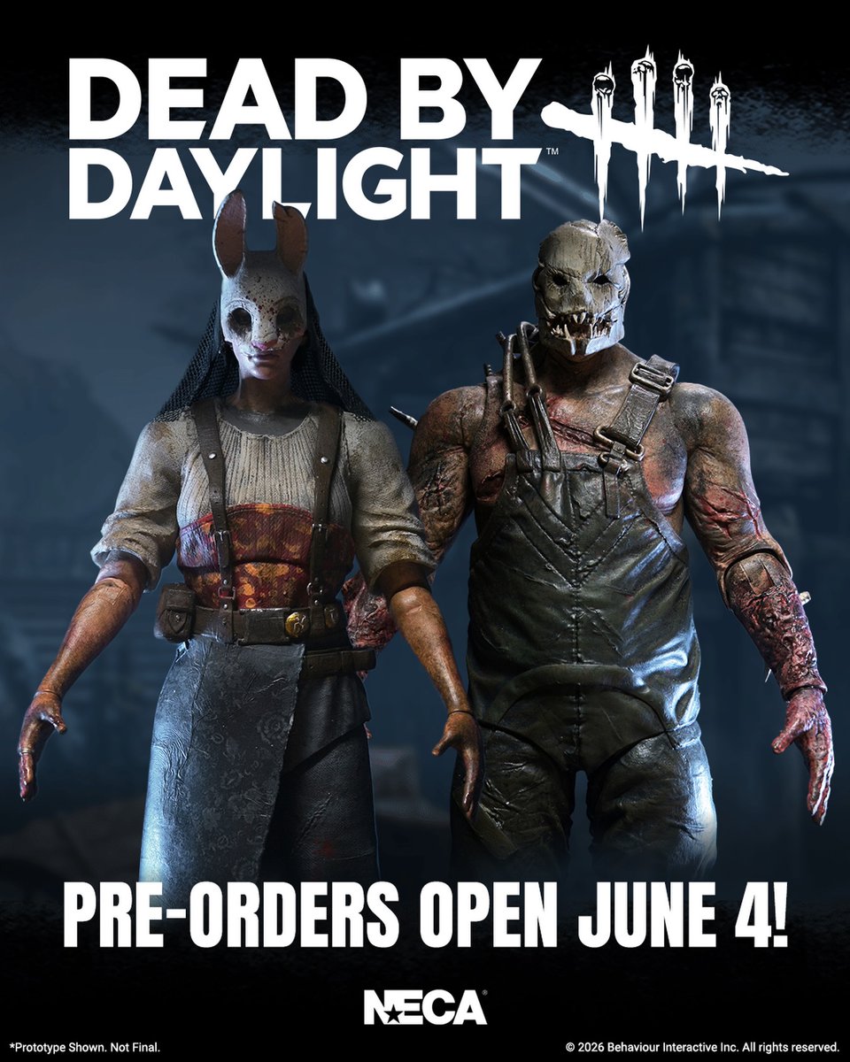 BDisgusting's tweet photo. NECA will open pre-orders June 4 for their DEAD BY DAYLIGHT action figures.

The Trapper &amp; The Huntress are coming soon. https://t.co/qinvQF8U0j