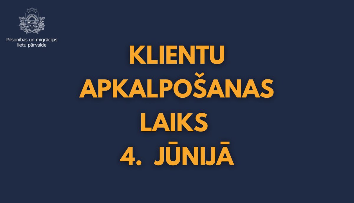 IeM_PMLP's tweet photo. Cienījamie klienti!

📌Informējam par klientu apkalpošanas laika izmaiņām: 4. jūnijā klientu apkalpošanas laiks visās teritoriālajās nodaļās ir no plkst. 8.00 līdz plkst. 13.00.

Atvainojamies par sagādātajām neērtībām un pateicamies par sapratni!

#Pārvalde https://t.co/3RER7fgKxV
