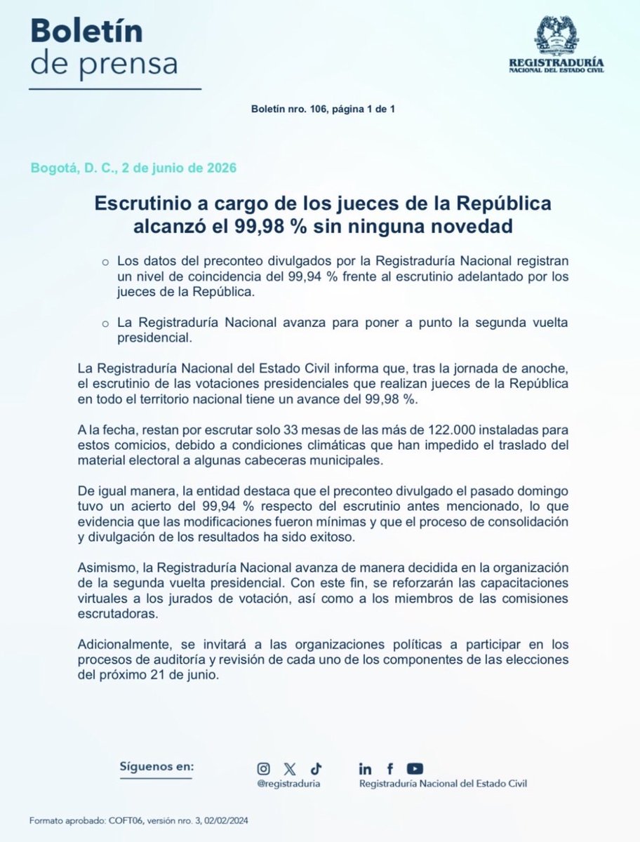 lucaspom's tweet photo. Hasta aquí llegó la conspiración de fraude electoral. 99,9% de avance en el escrutinio y 99,9% de coincidencia con el preconteo. https://t.co/ugDPqr1P4z