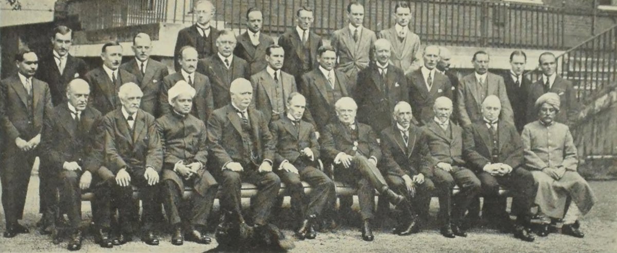 oroyalarchives's tweet photo. After attending the Imperial Conference in 1921, H.H. the Maharao Sir Khengarji III of Kutch is seen at 10 Downing Street, London, with V. S. Srinivasa Sastri, the Earl of Balfour, the Earl Lloyd-George of Dwyfor, the Marquess Curzon of Kedleston, Jan Smuts, Billy Hughes, (1/2) https://t.co/sRjJuSKget