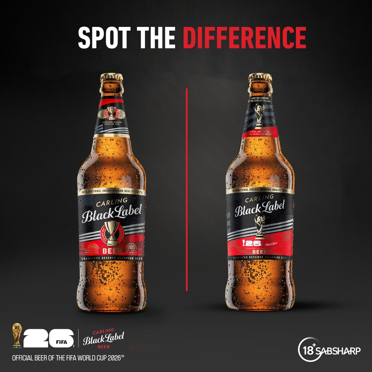 blacklabelsa's tweet photo. Real Champions recognise the current campaign Ngud' ye
Carling. This one is for Champions behind the Champions! 🏆

 Cav' the difference here and QT using #MadeForChampions
and you might get a cold Carling in your DMs. 🍺 #FIFAWorldCup https://t.co/DPRzEHXh5Q