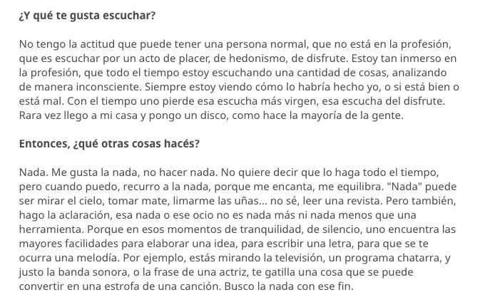enparticular's tweet photo. Me acordé de haber leído esta entrevista a Fernando Cabrera cuando era chico y me había impresionado mucho esta cita. Me parece bastante vigente a los tiempos que corren. Es del 2005. https://t.co/Ezidxnt1KX