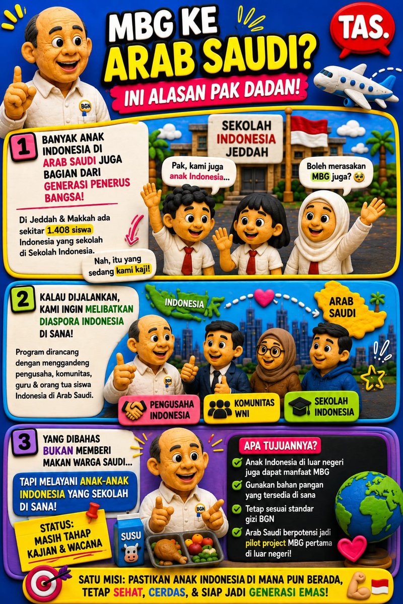 lewiserra's tweet photo. Anak Indonesia di Arab Saudi juga masa depan bangsa. Jarak tak boleh memutus nutrisi mereka. Mari penuhi hak gizi mereka demi Generasi Emas yang sehat di mana pun berada. #LanjutkanMBG

#TREASURE_NEW_WAV #NEWWAV_ALBUM_RELEASE #TREASURE_NEW_WAV https://t.co/rbbwweFXoi