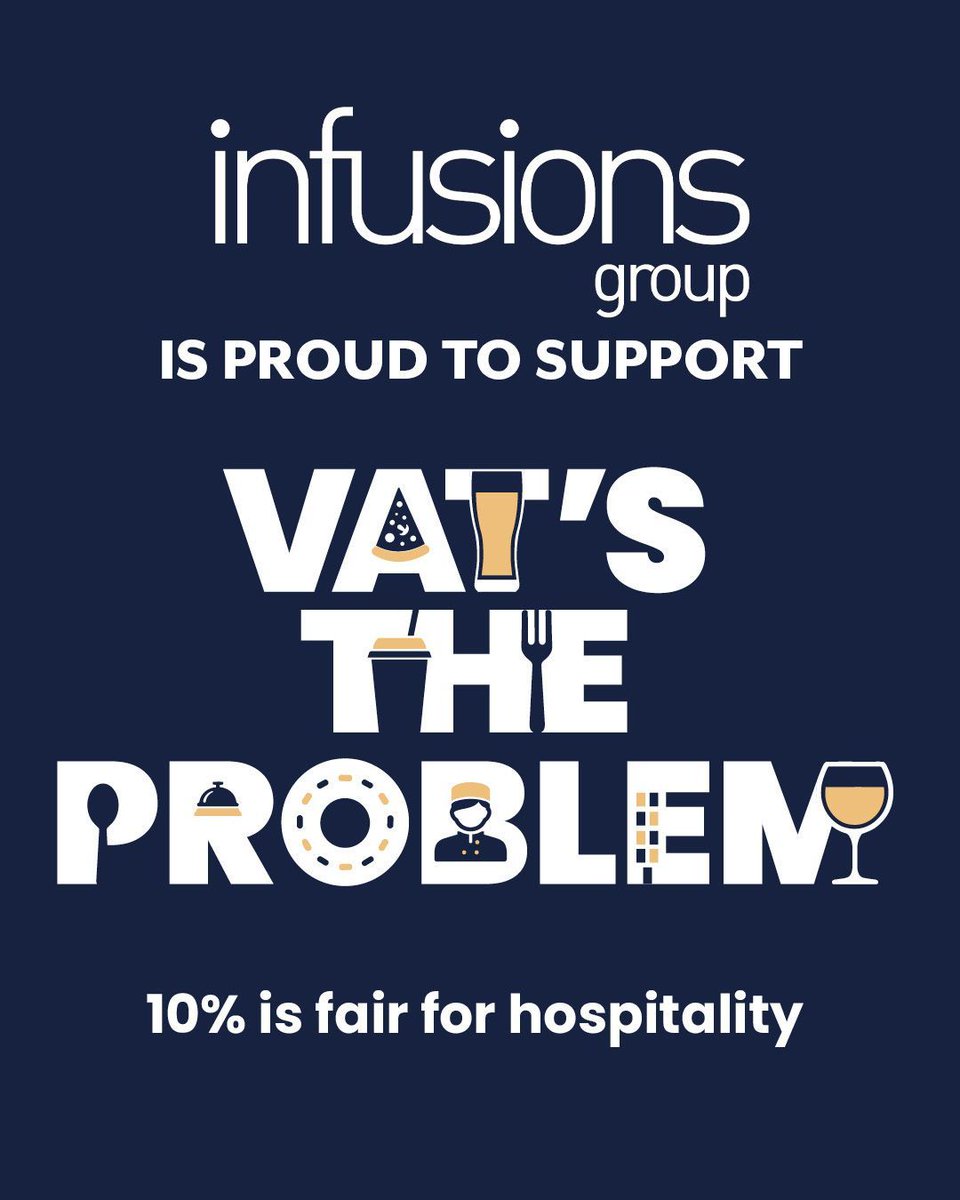 infusionsgroup's tweet photo. At Infusions, we're proud to stand alongside thousands of hospitality businesses supporting the #VATsTheProblem campaign.

👉 Learn more and sign the petition at: https://t.co/QJoO4u0lnS 

#VATStheproblem #hospitality #restaurants #pubs #hotels #hospitalityindustry https://t.co/m4T5gbJBr2