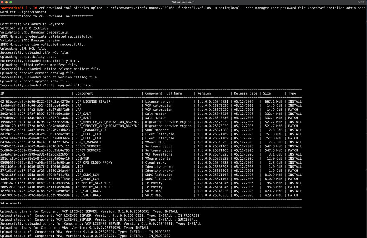 lamw's tweet photo. [🆕] - VCF 9.1 - Side-loading VCF binaries into VCF Installer &amp; Fleet Depot Service for Air-Gapped Environments https://t.co/SCUi6E0X4u

#VCF91 https://t.co/rxXoSGBs2G