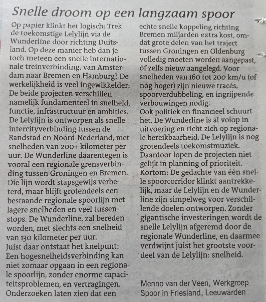 WgSiFriesland's tweet photo. Laat de Lelylijn geen snelheid verliezen, door een koppeling aan de Wunderline! |Via @dvhn_nl| #spoorwegen #spoorsector #ProRail #IenM #Lelylijn #Wunderline #MIRT #TENT https://t.co/6bUIEqTacl
