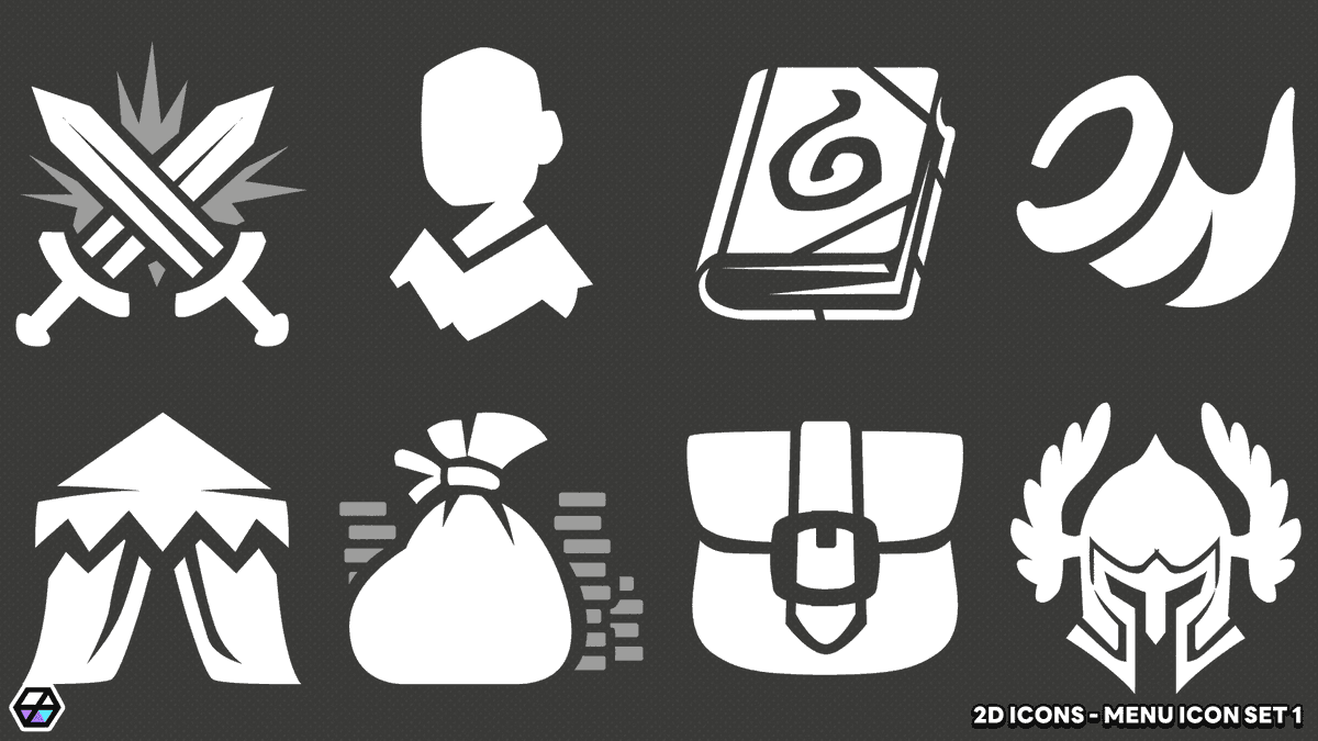 LayerLabGames's tweet photo. Free RPG-style menu icon set for game UI.

✦ 8 menu pictogram icons
✦ 128 / 256 / 512 PNG included
✦ Great for inventory, skills, quests, settings, shops, and more
✦ Free download

Download:
https://t.co/SLWdxvsjT7 https://t.co/DZSF0J7oMo