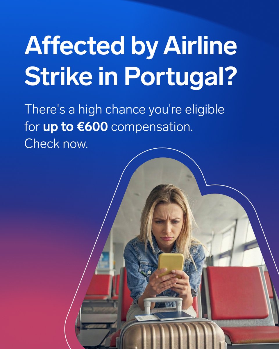 theairhelper's tweet photo. There is a strike across Portugal on 3 June that could cancel over 500 flights. Flights affected by cabin crew striking may be eligible for up to €600 compensation. Find out more https://t.co/4UFuyY2Pxq https://t.co/3Kjfov6pF0