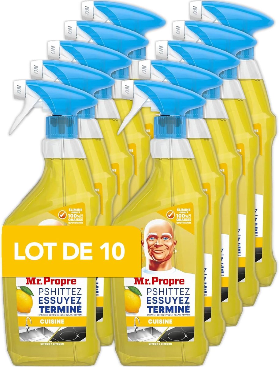 le_crocodeal's tweet photo. Le pack Mr. Propre - Spray dégraissant et nettoyant cuisine multi-usages, grand format (500ml x10), parfum citron, bénéficie d'une réduction immédiate de 40% : le pack passe à 🌟17,70€ au lieu de 29,50€ habituellement.
➡️https://t.co/y5hOw7DgAX https://t.co/pp5hiI3DLc