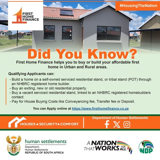 GCISFreeState's tweet photo. Did you Know about First Home Finance? 🤷‍♂️🏡
Here is what you need to know and visit the below website to Apply.
https://t.co/a9BFY1Drr8
#ServiceDeliveryGovZA
#HousingTheNation
#firsthomefinance https://t.co/pOlpuA9TWW