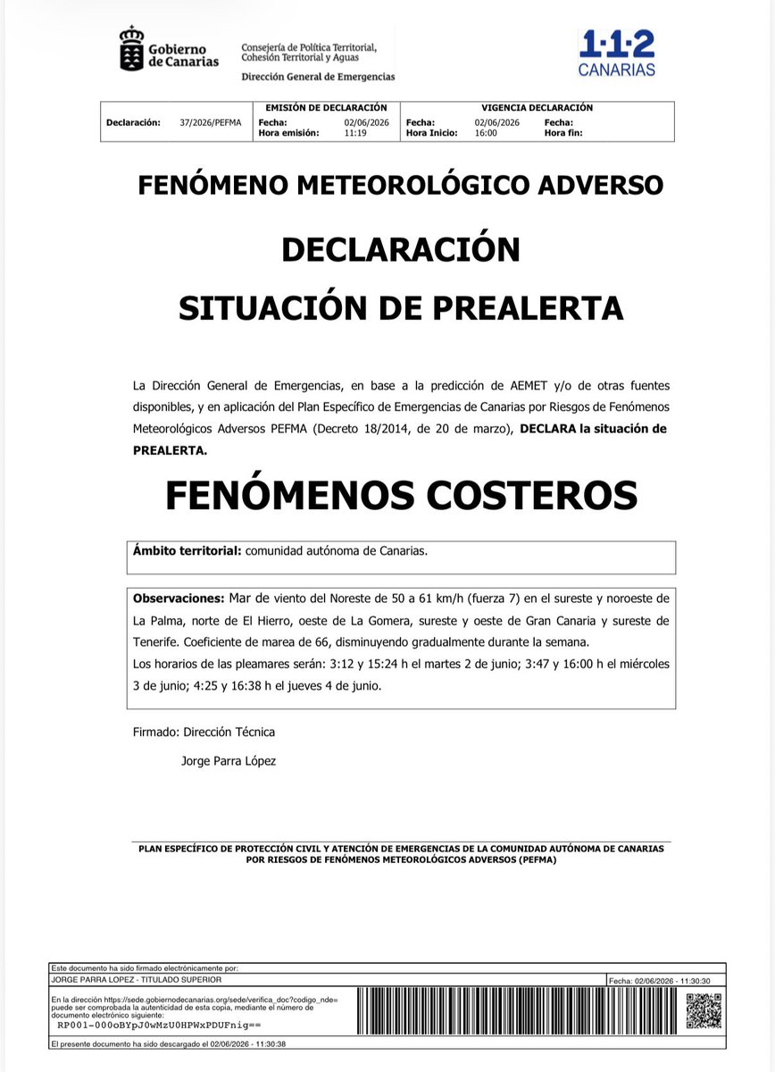 CECOPALSC's tweet photo. ⚠️ Prealerta por fenómenos costeros en Canarias 🌊
@santacruz_ayto https://t.co/TkAS2UchPn