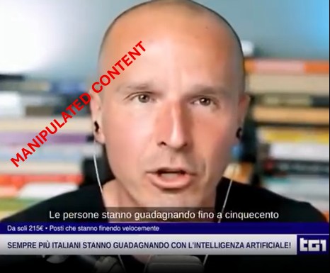 RevelumAI's tweet photo. Hi @montemagno , heads up: we detected deepfake ads using your likeness alongside a fake @Tg1Rai  news ticker to promote fraudulent investment schemes. 

At least 10 ads circulating across Facebook, Instagram, and Messenger launched today.

Wanted to make sure you knew so you can warn your followers before it spreads further. 

Evidence screenshot attached.

https://t.co/C6p2wqTCKc immediately detects and removes deepfakes at scale. Happy to help stop these attacks. 

ATT: @RaiNews