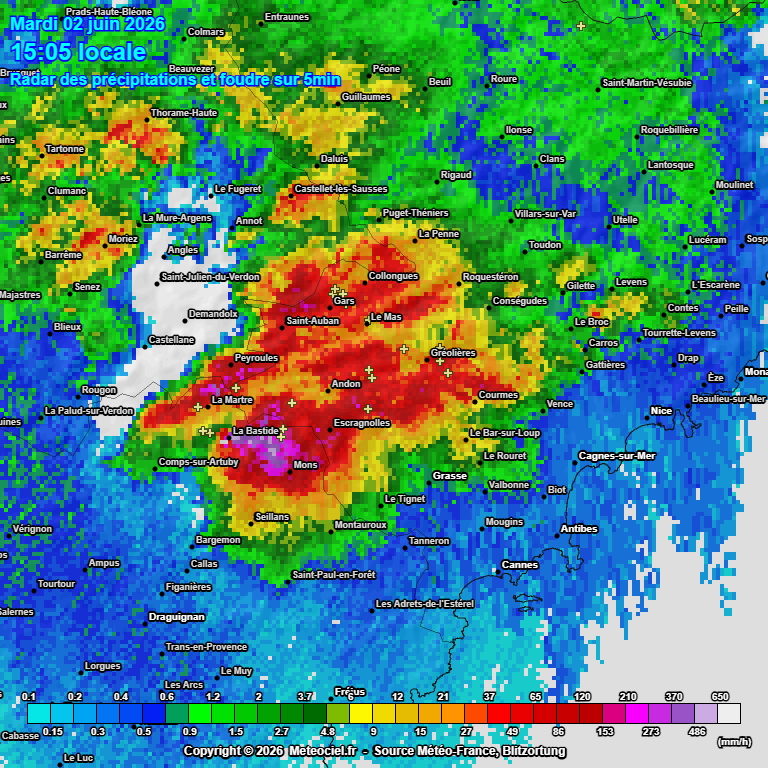 MeteoAmateur06's tweet photo. 🟠⛈️ #SuiviMétéo - 15h13
⚠️ PRUDENCE ! Fort orage très pluvieux et grêligène entre La Bastide et Mons du côté du Var, cette cellule va entrer sur les Préalpes de Grasse dans quelques minutes ! Soyez très prudents. https://t.co/idGMXu1Mnl
