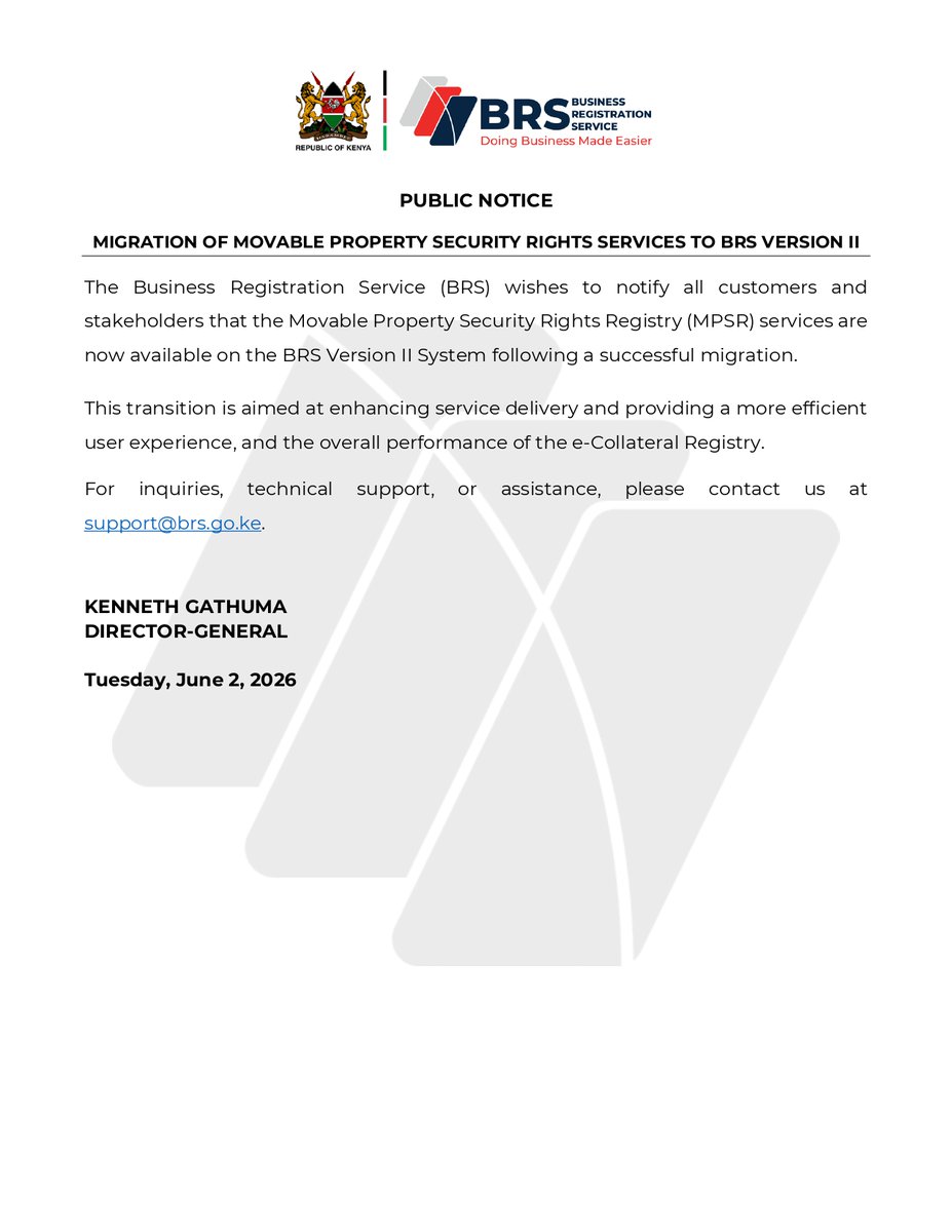 Business Registration Service (BRS) tweet media